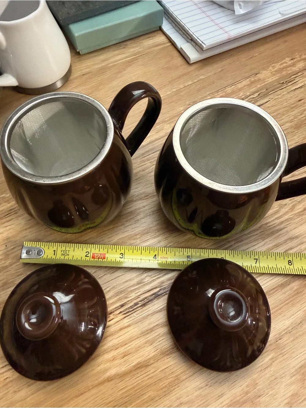 Teavana Tea Cups with lid and filters Honey Pot - Brown